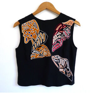 MAIYET NEW YORK Ethical Luxury Embroidered Silk Top Vest Boxy Crop 38 XS S $895